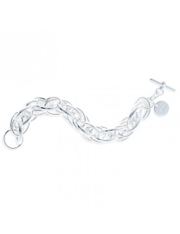 Bracciale Unoaerre Donna - in Bronzo Bianco Catena Maglie Doppie Incatenate 21 cm - 0