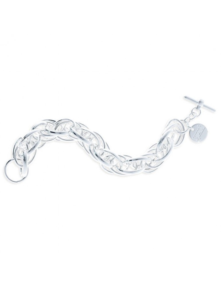 Unoaerre Woman's Bracelet - in White Bronze Chain Double Chained Links 21 cm - 0