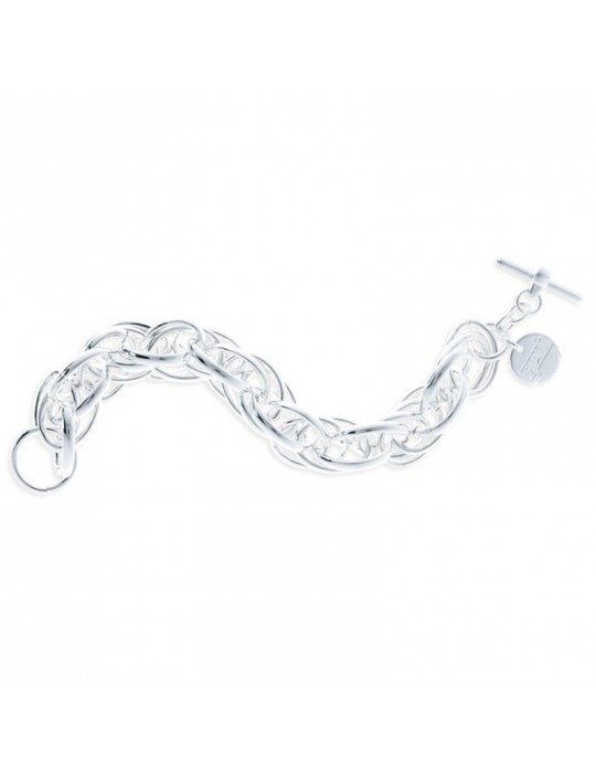 Unoaerre Woman's Bracelet - in White Bronze Chain Double Chained Links 21 cm - 0