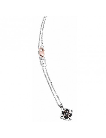 Zancan Necklace for Men - Black Magic Soft in White Gold with Compass Rose - 0 2
