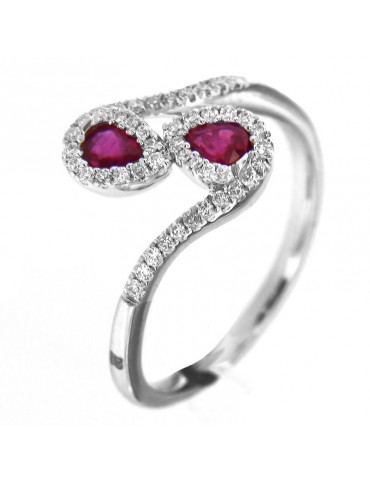 Davite & Delucchi Ring with Diamonds and Ruby for Woman - 0