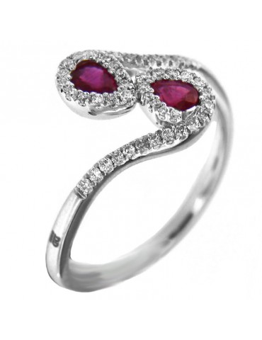 Davite & Delucchi Ring with Diamonds and Ruby for Woman - 0 2