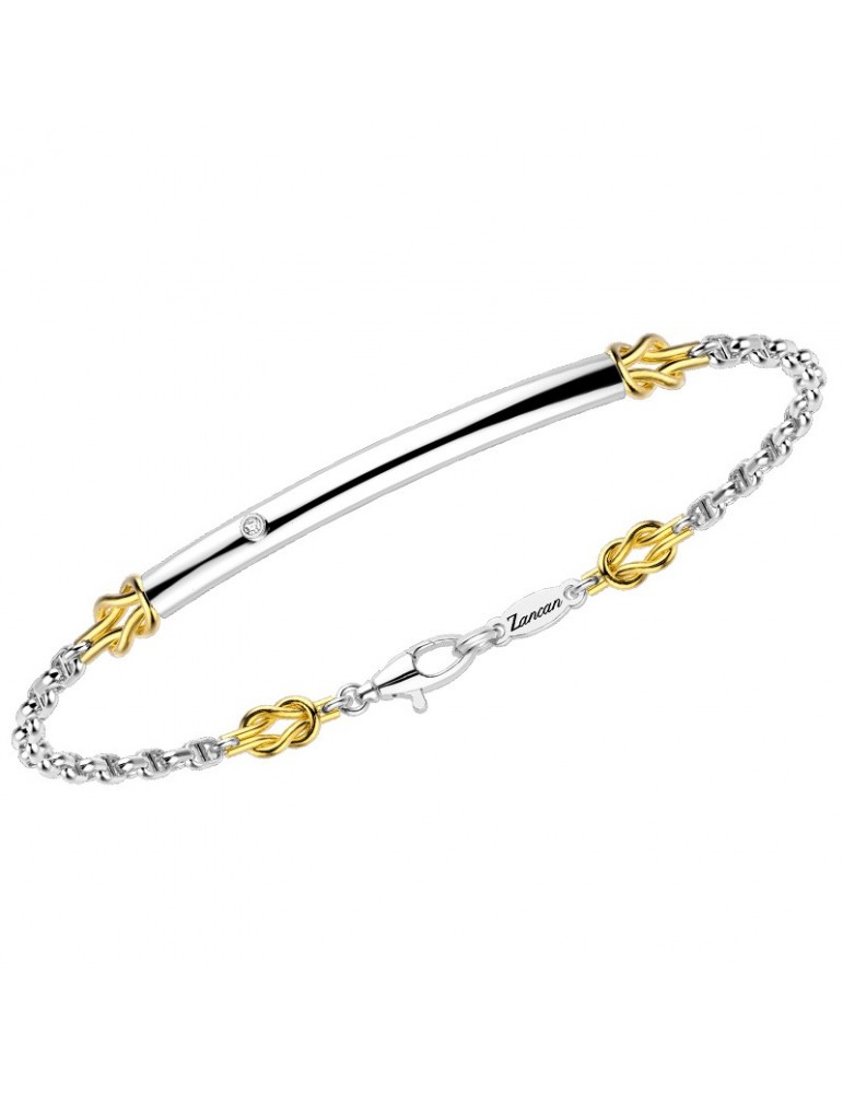 Zancan Bracelet -Insignia-White Gold-Diamond-Knots-Yellow Gold-EB689BG