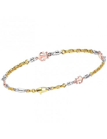 Zancan Bracelet for Men - Insignia Gold in Yellow Gold and White Gold with Anchors - 0