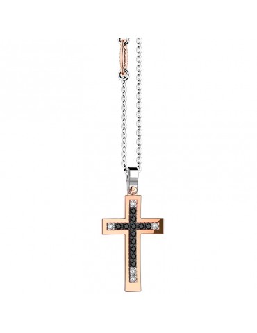 Zancan Necklace for Men - White Gold Insignia with Cross Pendant and Diamonds - 0 2