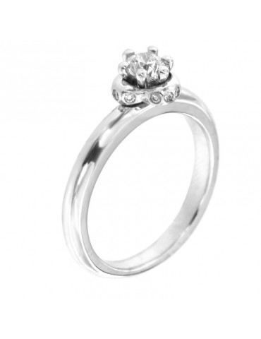 Picca Woman's Solitaire Ring - in White Gold with Diamonds - 0