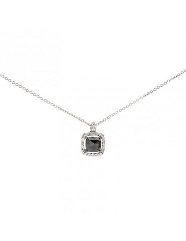 Collana Buonocore Donna - in Oro Bianco con Diamante Nero e Diamanti - 0