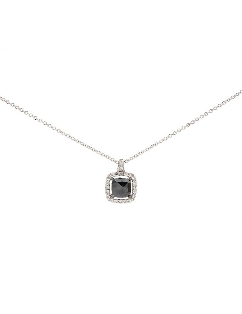 Buonocore Woman's Necklace - in White Gold with Black Diamond and Diamonds - 0