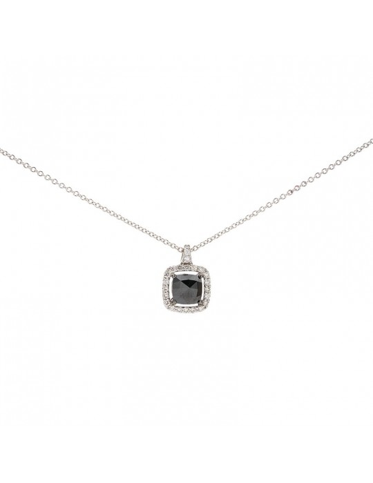 Buonocore Woman's Necklace - in White Gold with Black Diamond and Diamonds - 0