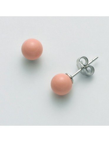 Miluna Earrings with Pink Coral Agglomerate 7mm for Women - 0