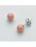 Miluna Earrings with Pink Coral Agglomerate 7mm for Women - 0