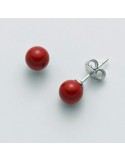Miluna Earrings with Red Coral Agglomerate 7mm for Women - 0