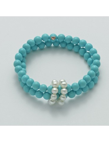 Miluna Women's Bracelet with Pearls and Turquoise Agglomerate - 0