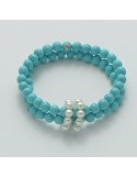 Miluna Women's Bracelet with Pearls and Turquoise Agglomerate - 0