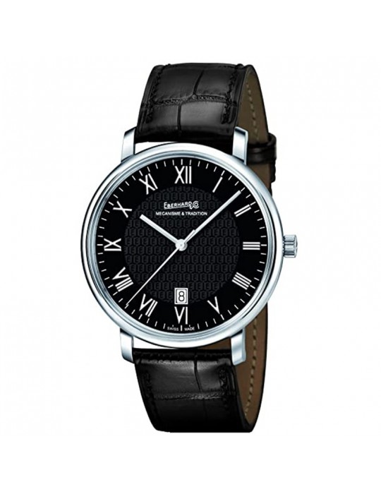 Eberhard Men's Watch - Aliante Black Leather 41mm Mechanical - 0