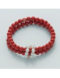 Miluna Women's Bracelet with Pearls and Red Coral Agglomerate - 0