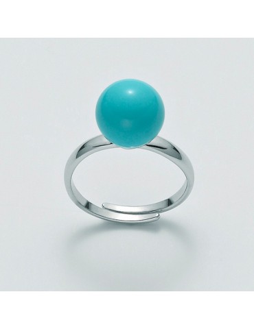 Miluna Woman's Ring - in 925% Silver with Turquoise Agglomerate - 0