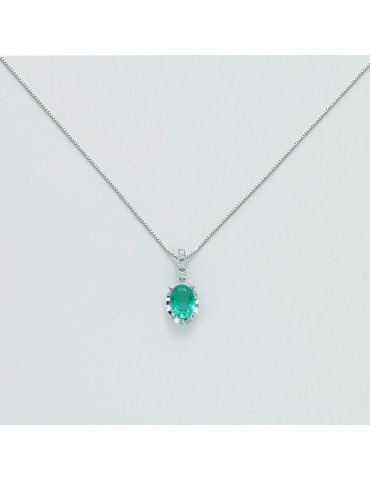 Collana Miluna con Smeraldo e Diamanti da Donna - 0