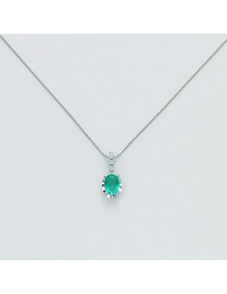 Collana Miluna con Smeraldo e Diamanti da Donna - 0