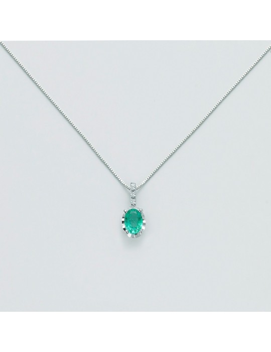Collana Miluna con Smeraldo e Diamanti da Donna - 0