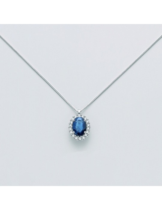 MILUNA NECKLACE WITH SAPPHIRE AND DIAMONDS - 0