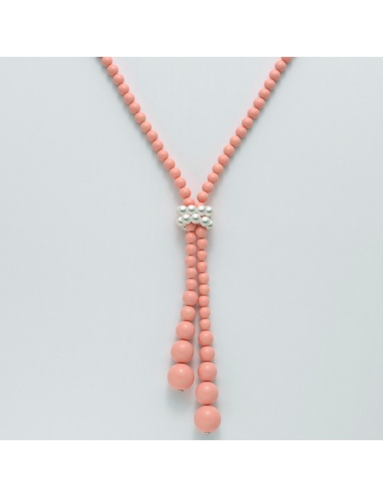 Miluna Woman's Necklace - with Coral Angel Skin Agglomerate and Pearls - 0