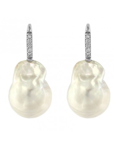 Orecchini Coscia con Perle Australia Barocche 14mm e Diamanti da Donna - 0