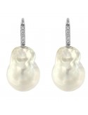 Coscia Earrings with Baroque Australia Pearls 14mm and Diamonds for Women - 0