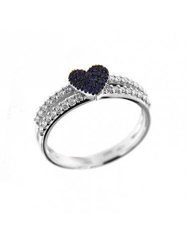 Davite & Delucchi ring heart of sapphires for woman - 0