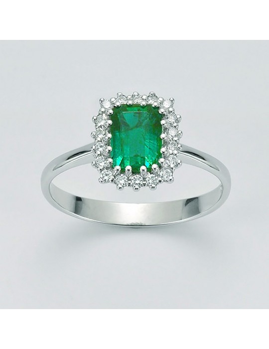 Anello Miluna Donna - Oro Bianco - Smeraldo - Diamanti - LID3376 Anello Miluna Donna - Oro Bianco - Smeraldo - Diamanti - LID3376