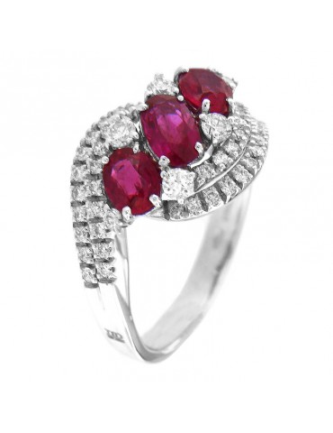 Anello Davite & Delucchi Donna - Oro Bianco - Diamanti - Rubini - AA030823RB 2