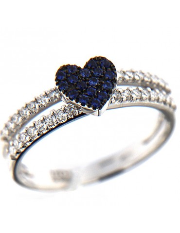 Davite & Delucchi ring heart of sapphires for woman - 0 2