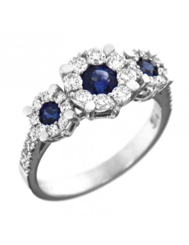 Crivelli Woman Ring - in White Gold with Natural Diamonds and Sapphires - 0