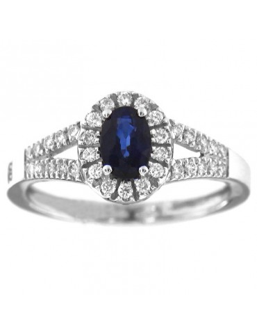 Davite & Delucchi Woman Ring - Rosette in White Gold with Diamonds and Sapphire - 0 2