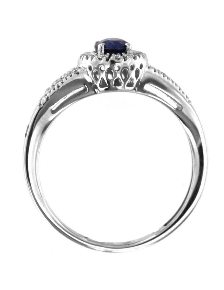 Anello Davite&Delucchi Donna -Rosetta - Oro Bianco -Diamanti - Zaffiro