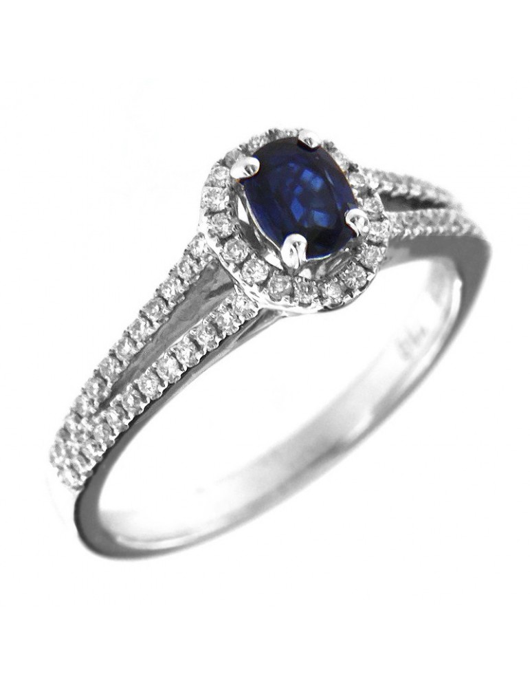 Giorgio Visconti Woman Ring - Rosette in White Gold with Natural Diamonds and Sapphire - 0