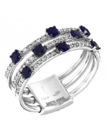 Anello Davite & Delucchi Donna - Fascia -  Oro - Diamanti - Zaffiri