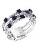 Davite & Delucchi Woman Ring - White Gold Band with Diamonds and Sapphires - 0