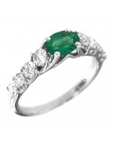 Crivelli Woman Ring - in White Gold with Natural Diamonds and Emerald - 0