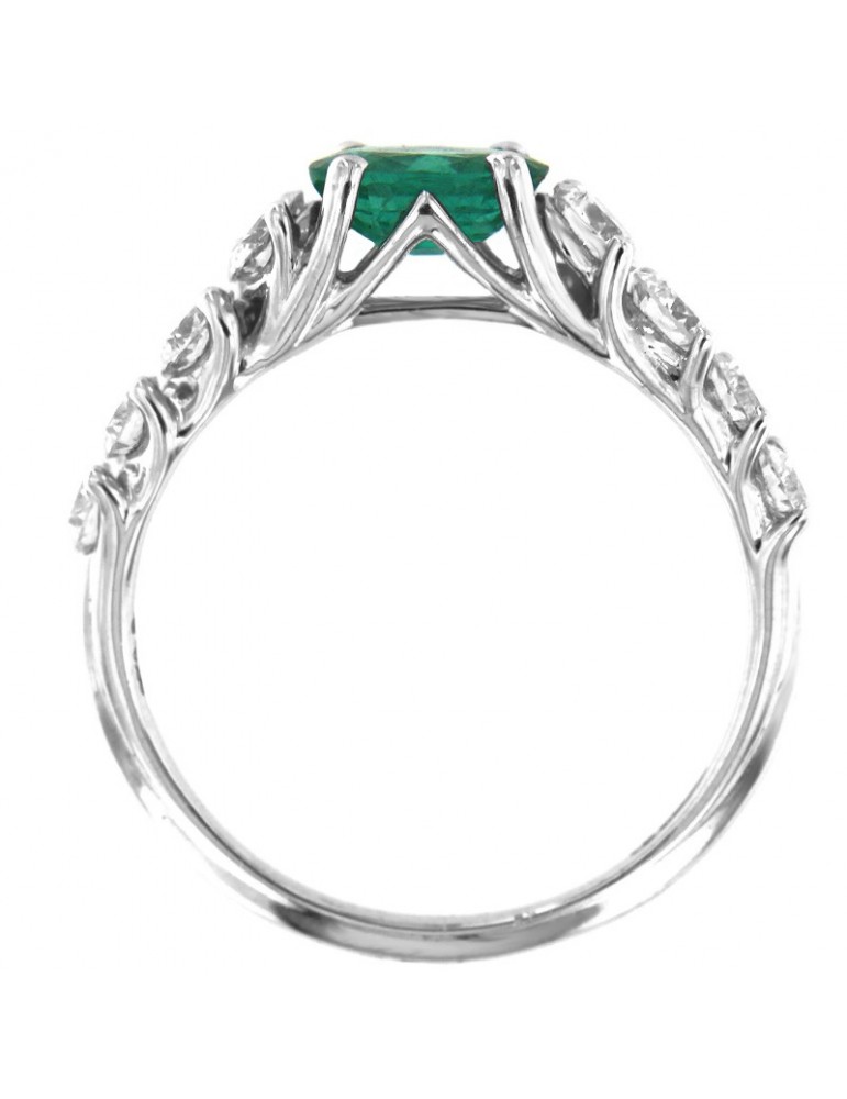 Anello Crivelli Donna - Oro Bianco - Diamanti Naturali - Smeraldo