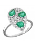 Chirico Woman Ring - in White Gold with Diamonds and Emeralds - 0