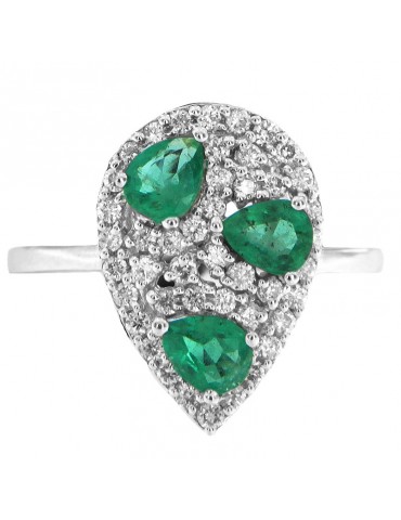 Chirico Woman Ring - in White Gold with Diamonds and Emeralds - 0 2