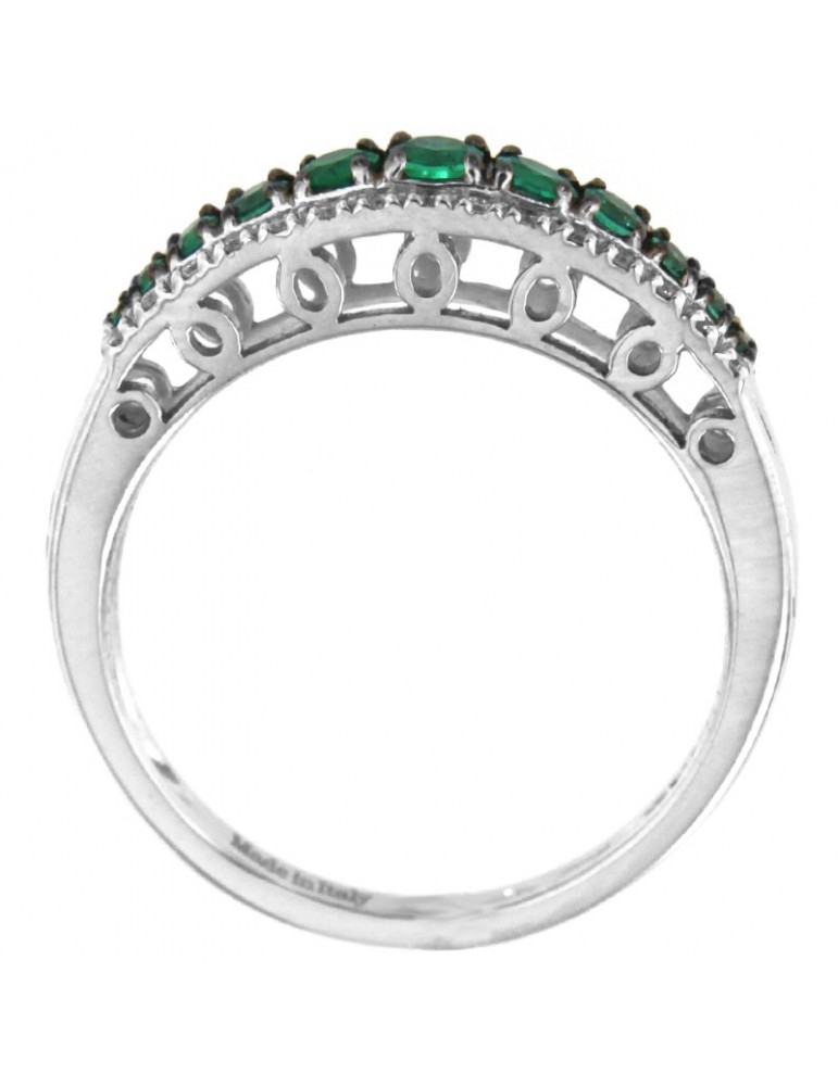 Anello Davite & Delucchi Donna - Oro Bianco - Diamanti - Smeraldi