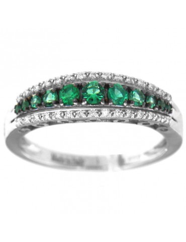 Anello Davite & Delucchi Donna - Oro Bianco - Diamanti - Smeraldi 2