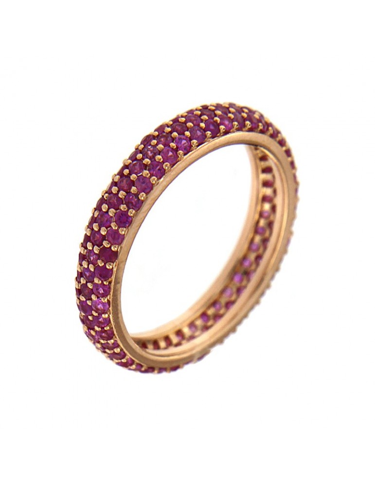 Anello Veretta Picca con Zaffiri Rossi da Donna - 0