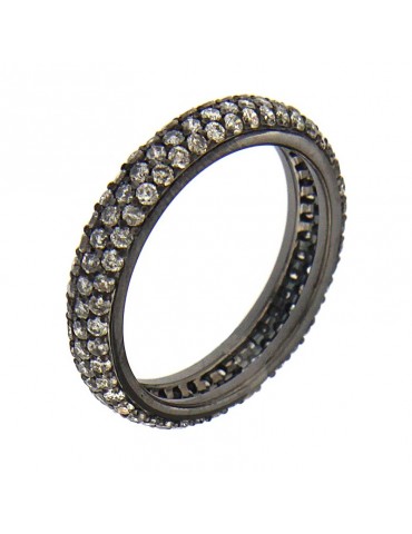 Anello Veretta Picca con Diamanti Neri da Donna - 0