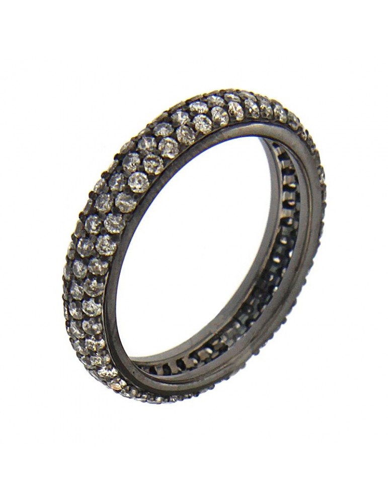 Anello Veretta Picca con Diamanti Neri da Donna