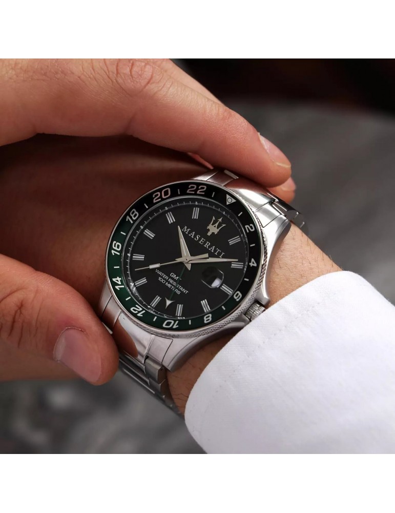 Maserati Men's Watch - Challenge GMT 44mm Time and Date Black - 0