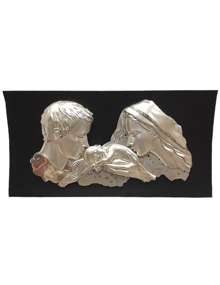 Picture Leader Argenti Icon - in Silver Holy Family Relief 68x35 cm - 0