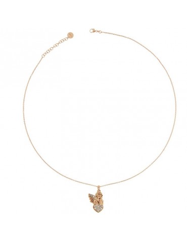 Rue Des Mille Woman's Choker - Angel Pendant with Rose Gold Zircons - 0